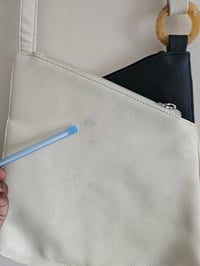 Image 9 of Vintage retro navy and white geometric asymmetrical messenger bag 