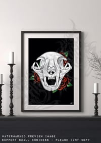 Image 2 of Feline Skull Art Print