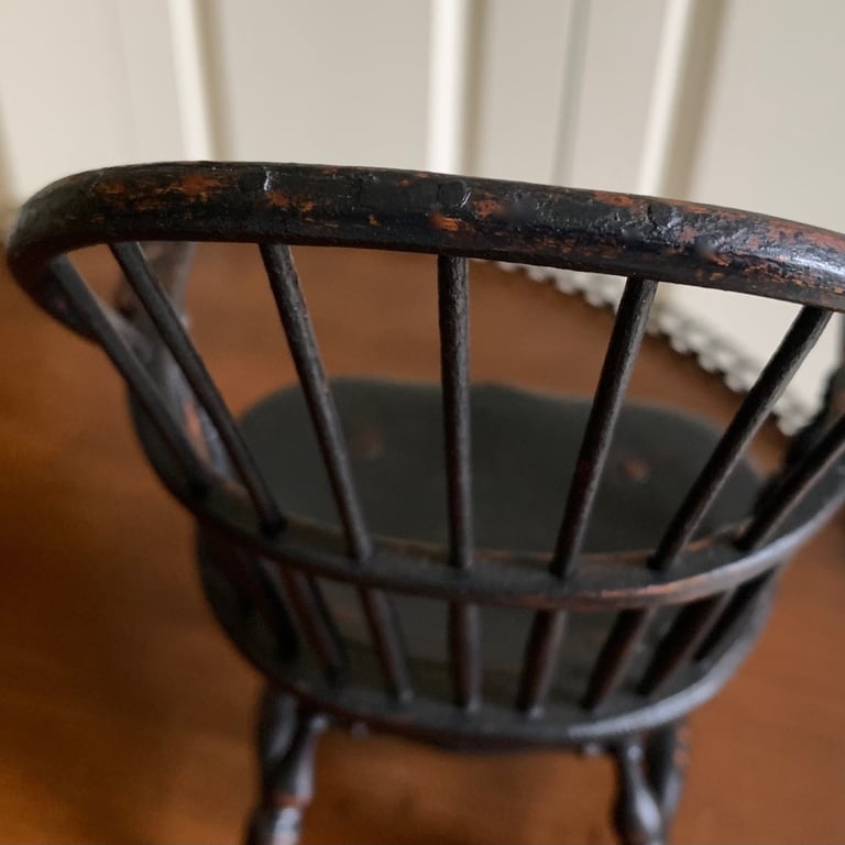 Miniature Hoop-back Windsor Chair - Aged Black Paint Image 2
