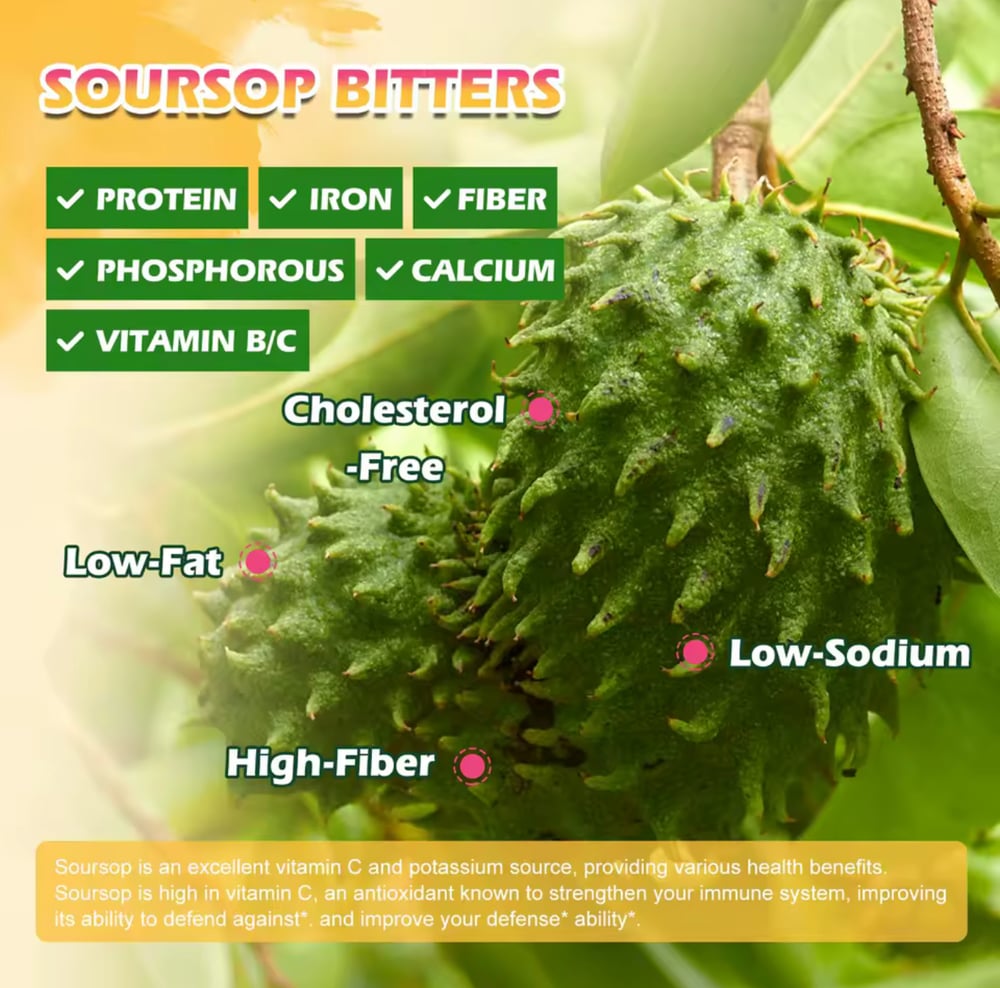 Image of Soursop Bitters w/ Sea Moss, Black Seed, Elderberry, Burdock, & Tumeric