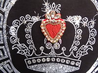 Image 4 of Black T, Red Beaded Heart Crown T shirt