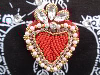Image 7 of Black T, Red Beaded Heart Crown T shirt