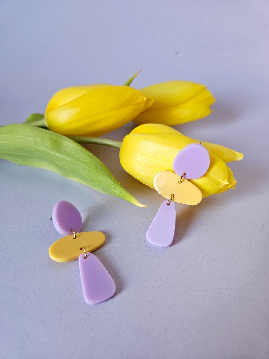 Image of Pendientes TROPICAL - Lila-amarillo-lila