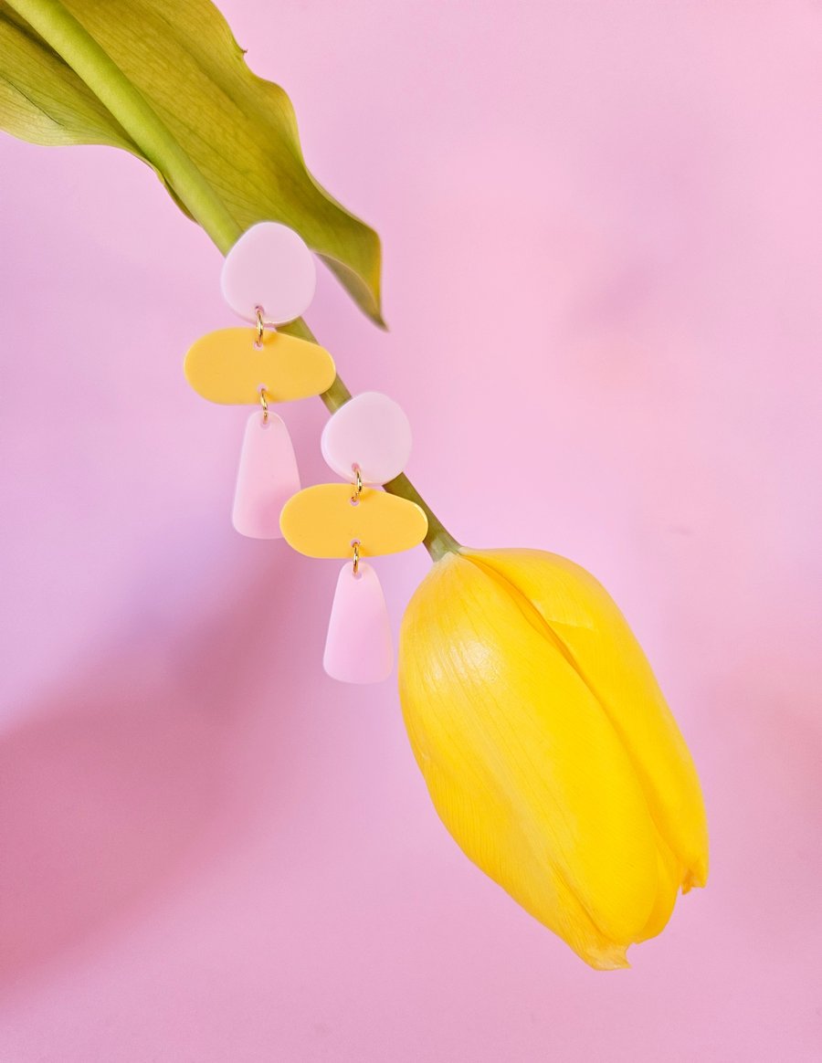 Image of Pendientes TROPICAL - Rosa-amarillo-rosa