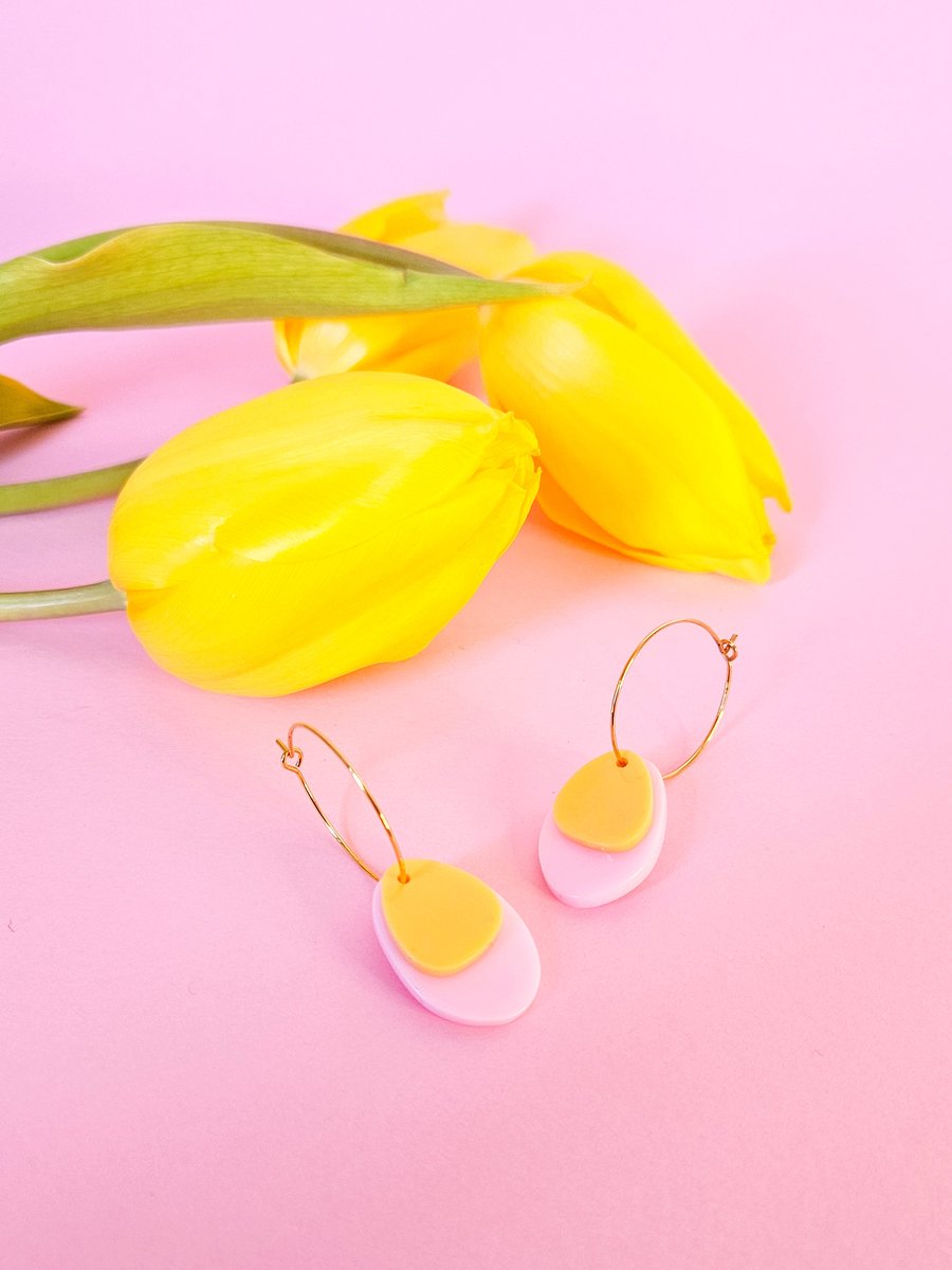 Image of Pendientes PALM- Rosa-amarillo