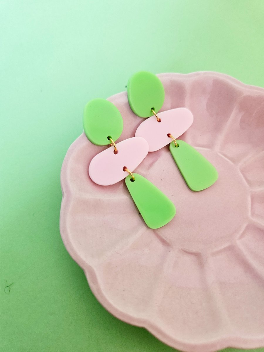 Image of Pendientes TROPICAL - Verde-rosa-verde