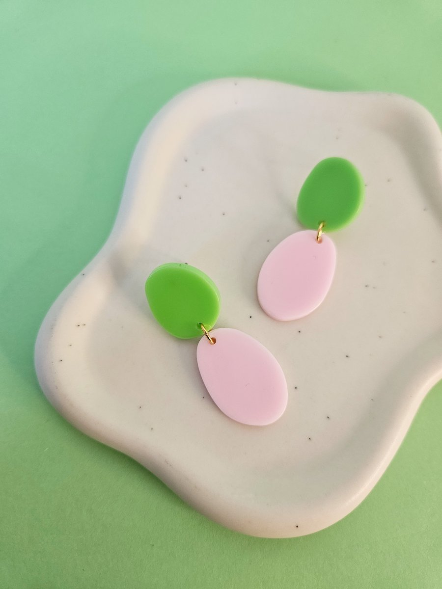 Image of Pendientes PARADISE - Verde-rosa