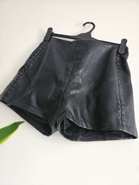 Image 3 of Vintage black leather studded shorts