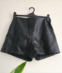 Image 1 of Vintage black leather studded shorts
