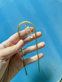 Image 1 of Clear Quartz Crystal &amp; Brass Plant Stake