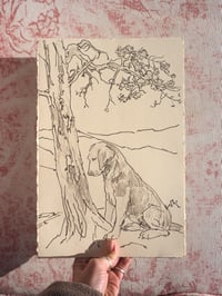 Image 2 of The Dog Beneath a Pine Tree Stone Lithograph Print