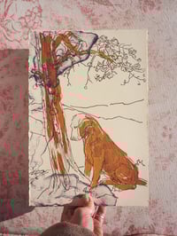 Image 4 of The Dog Beneath a Pine Tree Stone Lithograph Print