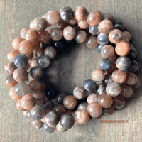 Image 2 of Black Moonstone Beaded Bracelet, Stretch Bracelet for Spiritual Protection - Hekate Jewelry