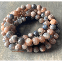 Image 1 of Black Moonstone Beaded Bracelet, Stretch Bracelet for Spiritual Protection - Hekate Jewelry