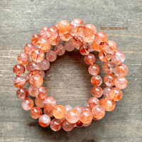Image 1 of Fire Quartz Beaded Bracelet, Sacral Chakra Stone, Stretchy Bracelet, Boho Jewelry, Gemstone Bracelet