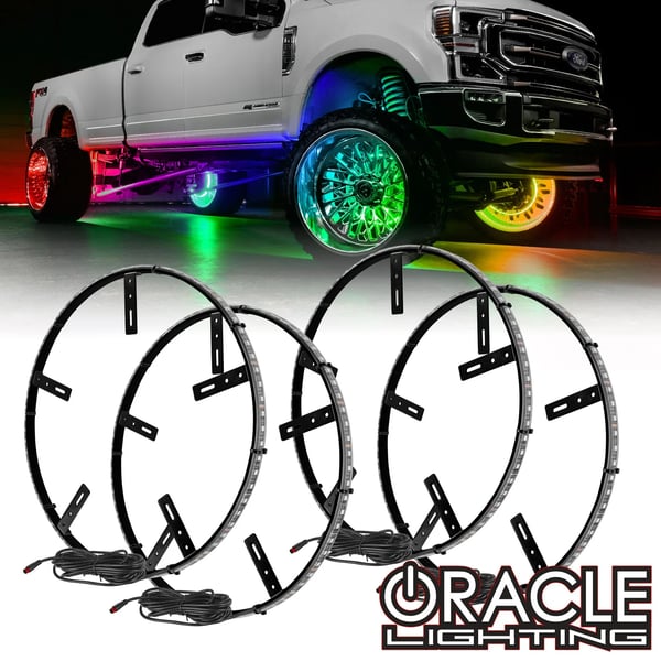 Image of ORACLE RGB COLORSHIFT LED Wheel Rings - Single Row (4) With BC2 Controller 