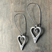 Image 2 of Antique Copper Heart Shaped Earrings | Boho Dangle Earrings