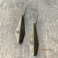 Image 1 of Long Bronze Tribal Earrings | Boho Statement Dangle Earrings | Bohemian Jewelry 