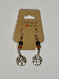 Dangle Tree of Life Earrings/Brown