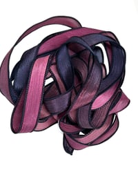 Image 2 of 1PC. BLACK CHERRY 42" Hand Dyed Finished Edge Silk Wrist Wrap Bracelet/Jewelry/Craft Ribbons