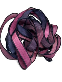 Image 6 of 1PC. BLACK CHERRY 42" Hand Dyed Finished Edge Silk Wrist Wrap Bracelet/Jewelry/Craft Ribbons