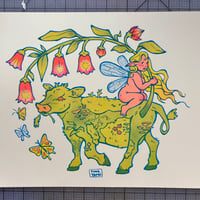 Image 1 of Fairy and Cow Friends Riso Print