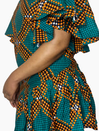 Image 2 of Ankara Print Dress  for women with zipper at the Back,Short Sleeves,Casual style,women wear.