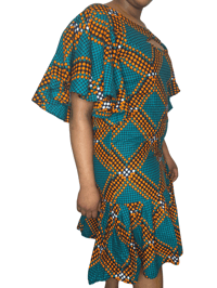 Image 3 of Ankara Print Dress  for women with zipper at the Back,Short Sleeves,Casual style,women wear.