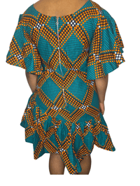 Image 4 of Ankara Print Dress  for women with zipper at the Back,Short Sleeves,Casual style,women wear.