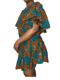 Image 5 of Ankara Print Dress  for women with zipper at the Back,Short Sleeves,Casual style,women wear.