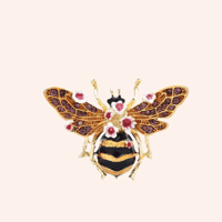 Image 2 of Bee My Valentine - Pearl Bee Brooch; Crystal Floral Bee Brooch