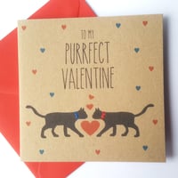 Black Cat Valentine Card - To my purrfect valentine