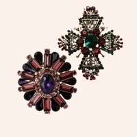 Image 1 of Brooch Girls - Rosé Garnet Brooch; Antique Cross Brooch