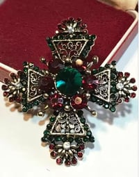 Image 2 of Brooch Girls - Rosé Garnet Brooch; Antique Cross Brooch