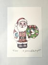 Retro Santa Sketch Print - Numbered & Signed