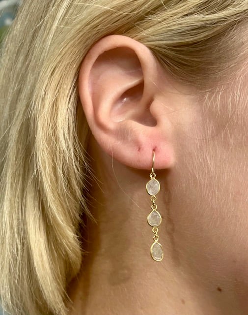 18 kt and Sliced Diamond Earrings - Image 2 of 2