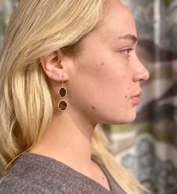 14 kt Agate Geode Earrings with Diamonds (Two versions) - Image 3 of 5