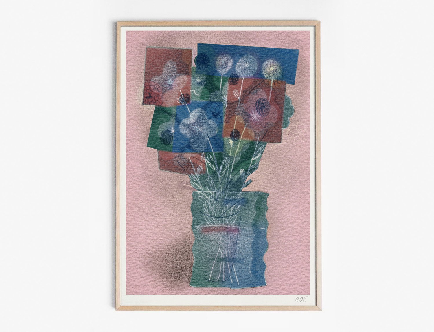 Image of FLOWERS ON PINK PRINT