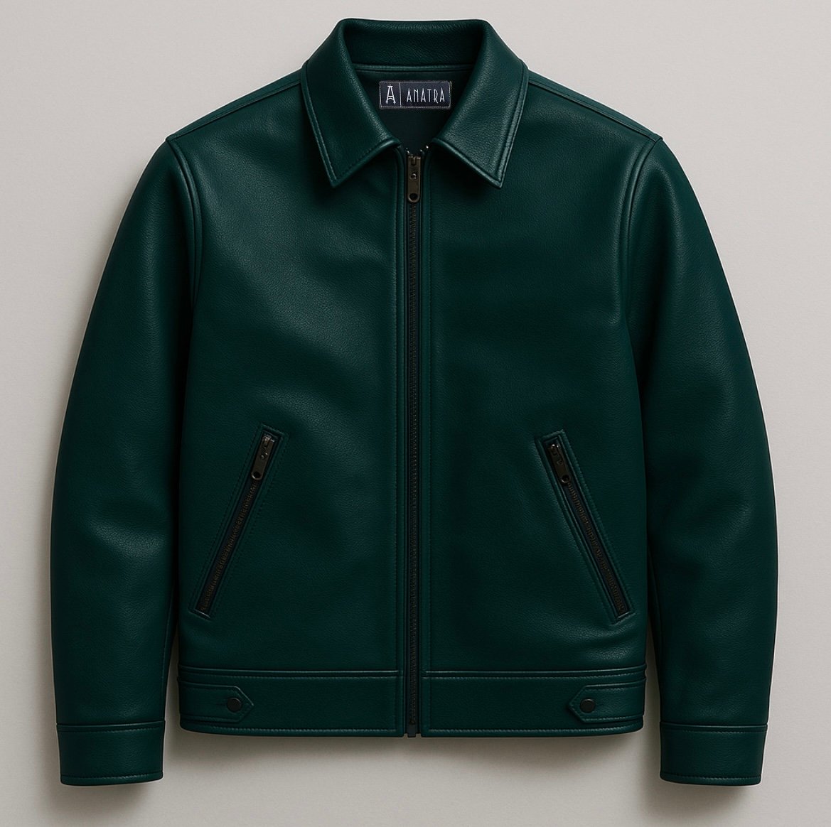 Dark Green Leather Jacket | Anatra Clothing