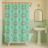 Image 2 of Starburst Kitten Mint Green Shower Curtain