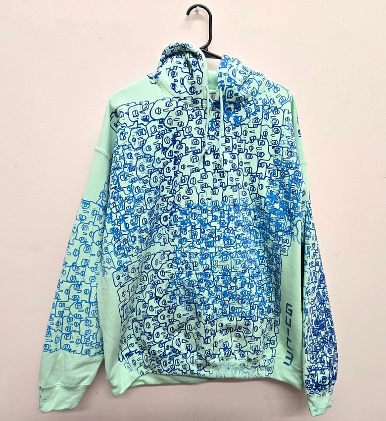 Image of Size XL Faces Seafoam Green Hoodie 1 of 1