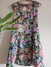 Image 1 of Pre loved neon floral print structured a-line skater dress