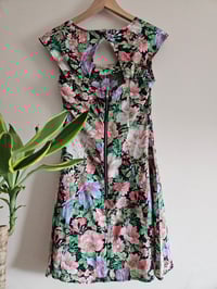 Image 3 of Pre loved neon floral print structured a-line skater dress