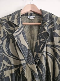 Image 4 of Vintage khaki green camo contrast leaf print batwing shirt jacket 