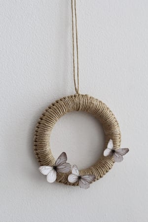 Image of Mini couronne/cadre macramé lin