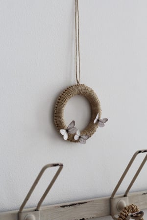 Image of Mini couronne/cadre macramé lin