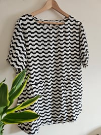 Image 1 of Vintage Black and white zig zag mod tunic dress