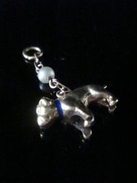 Image 1 of French Edwardian 18ct English bull dog pendant charm with enamel and pearl