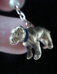 Image 3 of French Edwardian 18ct English bull dog pendant charm with enamel and pearl