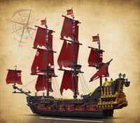 Image 2 of the Caribbean Queen Anne's Revenge Pirate Ship Building Blocks MOULD KING 13109
